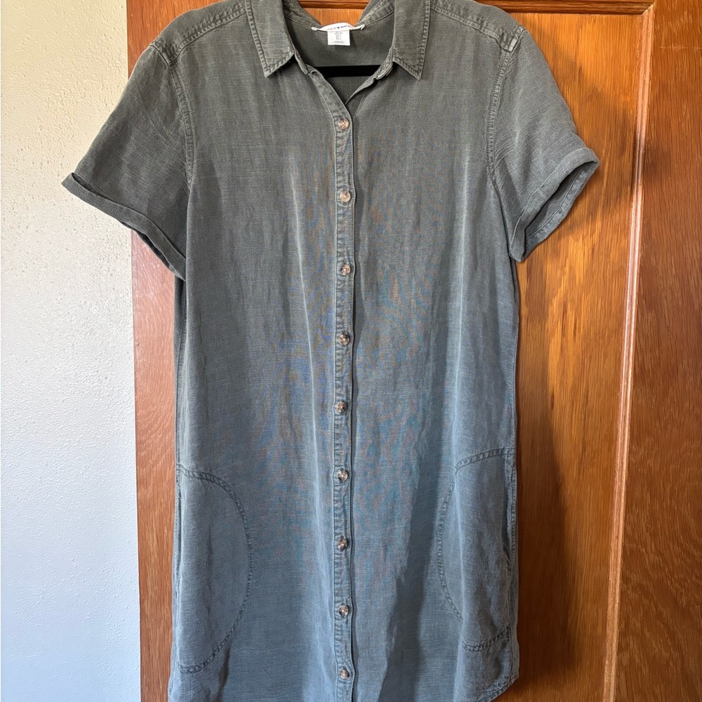 Lucky Brand Gray Polo Collar Mini Dress